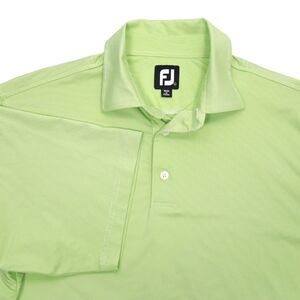 Footjoy Golf Shirt L Polo Green Micro Striped Athletic Fit Performance Stretch
